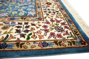 Teal Blue Floral Kirman 5X5 Oriental Square Rug