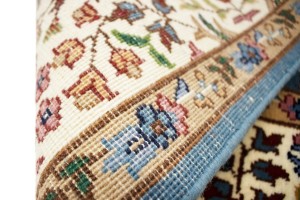 Teal Blue Floral Kirman 5X5 Oriental Square Rug