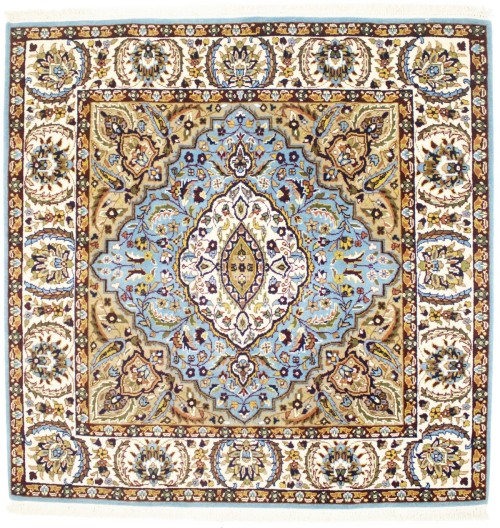 Blue Floral Kirman 5X5 Oriental Rug