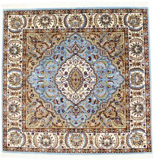 Blue Floral Kirman 5X5 Oriental Square Rug