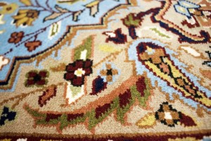 Blue Floral Kirman 5X5 Oriental Square Rug