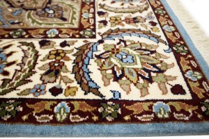 Blue Floral Kirman 5X5 Oriental Square Rug