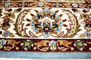 Blue Floral Kirman 5X5 Oriental Square Rug