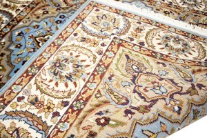 Blue Floral Kirman 5X5 Oriental Square Rug