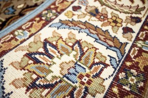 Blue Floral Kirman 5X5 Oriental Square Rug