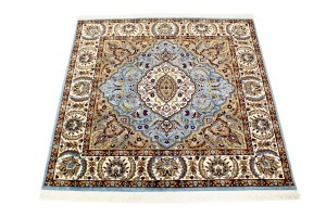 Blue Floral Kirman 5X5 Oriental Square Rug