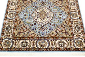 Blue Floral Kirman 5X5 Oriental Square Rug