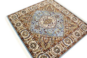 Blue Floral Kirman 5X5 Oriental Square Rug
