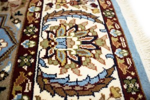 Blue Floral Kirman 5X5 Oriental Square Rug