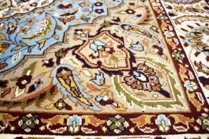 Blue Floral Kirman 5X5 Oriental Square Rug