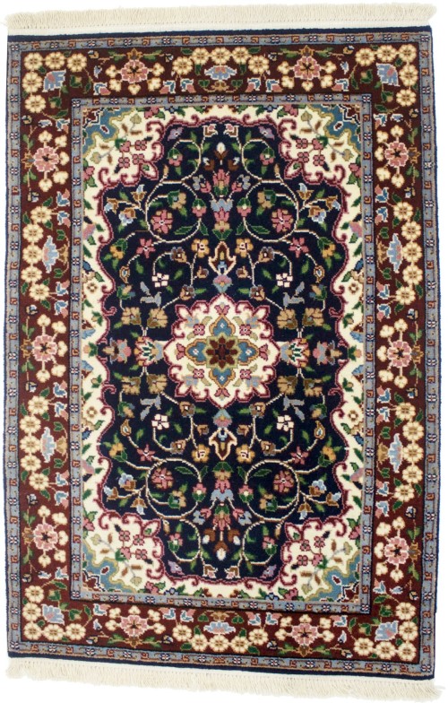 Navy Blue Floral Kirman 3X4 Oriental Rug