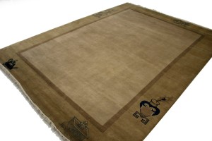 Beige Floral Chinese Style 8X11 Modern Oriental Rug