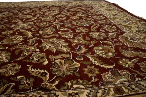 Maroon Red Floral 9X12 Indo-Kashan Oriental Rug