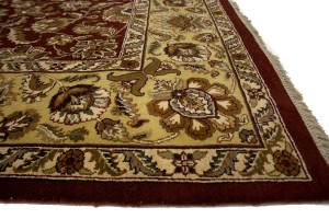Maroon Red Floral 9X12 Indo-Kashan Oriental Rug
