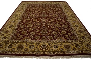 Maroon Red Floral 9X12 Indo-Kashan Oriental Rug