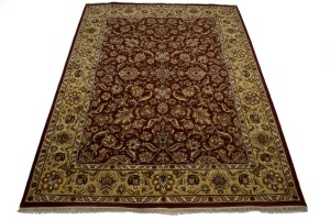 Maroon Red Floral 9X12 Indo-Kashan Oriental Rug