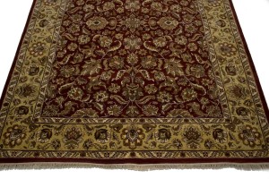 Maroon Red Floral 9X12 Indo-Kashan Oriental Rug