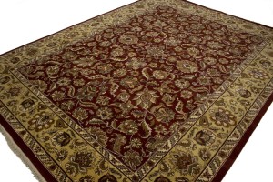 Maroon Red Floral 9X12 Indo-Kashan Oriental Rug