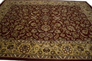 Maroon Red Floral 9X12 Indo-Kashan Oriental Rug