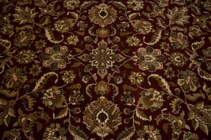 Maroon Red Floral 9X12 Indo-Kashan Oriental Rug
