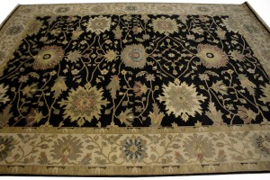 Black Floral 8X11 Osh Chobi Peshawar Oriental Rug