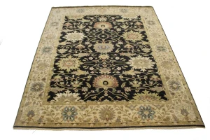 Black Floral 8X10 Osh Chobi Peshawar Oriental Rug