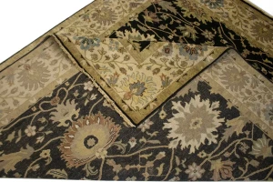 Black Floral 8X10 Osh Chobi Peshawar Oriental Rug