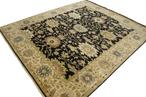 Black Floral 8X10 Osh Chobi Peshawar Oriental Rug