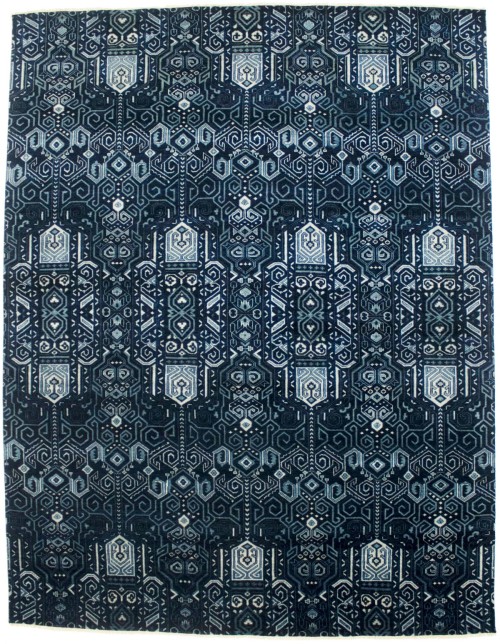 Dark Navy & Gray 9X12 Contemporary Rug