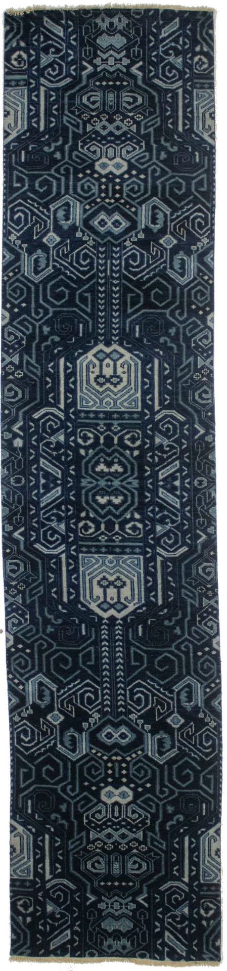 Dark Navy & Gray 3X12 Contemporary Runner Rug