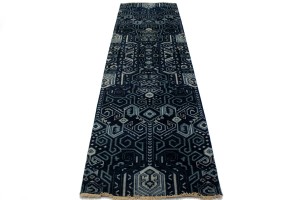 Dark Navy & Gray 3X10 Contemporary Rug