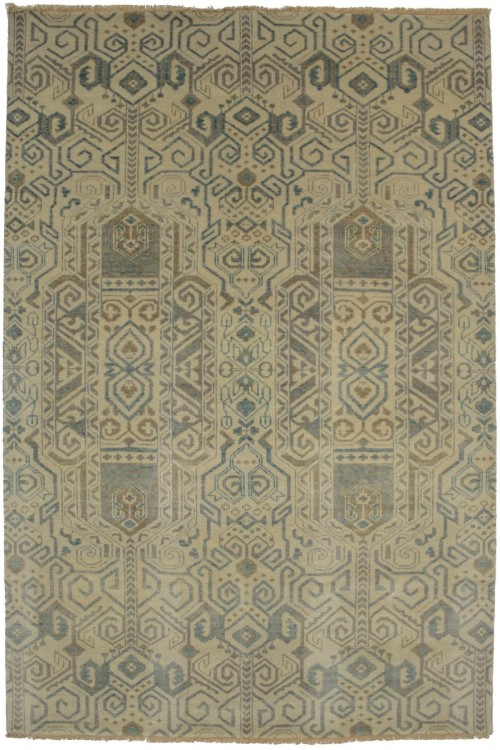 Cream Geometric 5X8 Contemporary Rug