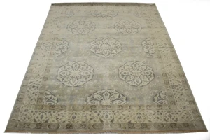 Gray Floral 8X10 Oushak Chobi Oriental Rug