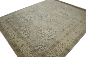 Gray Floral 8X10 Oushak Chobi Oriental Rug