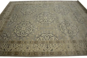 Gray Floral 8X10 Oushak Chobi Oriental Rug