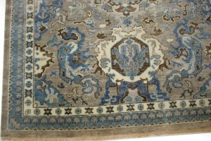 Brownish Gray Floral 9X12 Transitional Osh Chobi Oriental Rug