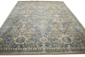 Brownish Gray Floral 9X12 Transitional Osh Chobi Oriental Rug