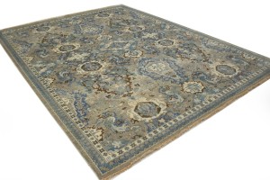 Brownish Gray Floral 9X12 Transitional Osh Chobi Oriental Rug
