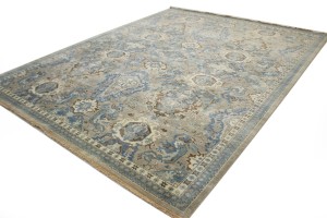 Brownish Gray Floral 9X12 Transitional Osh Chobi Oriental Rug