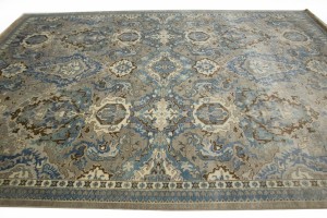 Brownish Gray Floral 9X12 Transitional Osh Chobi Oriental Rug