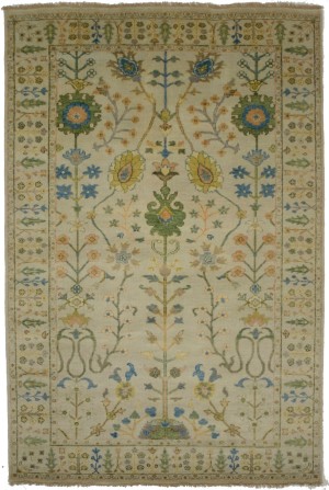 Ivory Floral 5X8 Osh Chobi Oriental Rug