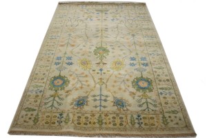 Ivory Floral 5X8 Osh Chobi Oriental Rug