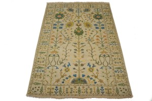 Ivory Floral 5X8 Osh Chobi Oriental Rug