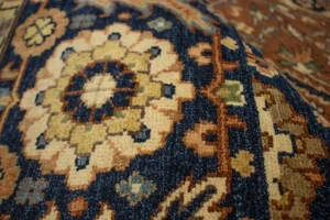 Rust & Navy Floral Traditional 9X12 Heriz Serapi Oriental Rug