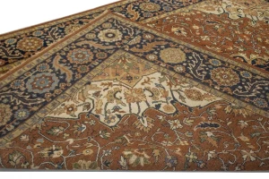 Rust & Navy Floral Traditional 9X12 Heriz Serapi Oriental Rug