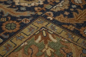 Rust & Navy Floral Traditional 9X12 Heriz Serapi Oriental Rug