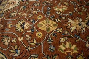 Rust & Navy Floral Traditional 9X12 Heriz Serapi Oriental Rug