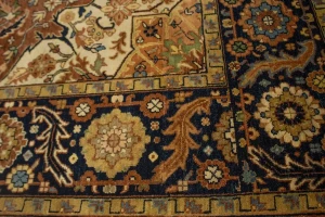 Rust & Navy Floral Traditional 9X12 Heriz Serapi Oriental Rug