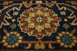 Rust & Navy Floral Traditional 9X12 Heriz Serapi Oriental Rug