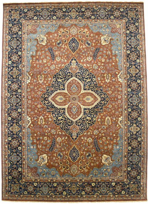 Rust Floral 10X14 Sarouk Goravan Heriz Oriental Rug